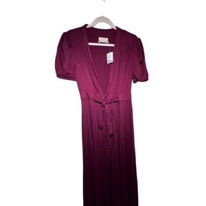 NWT urban outfitters wine maxi dress Puff sleeve and front tie 4